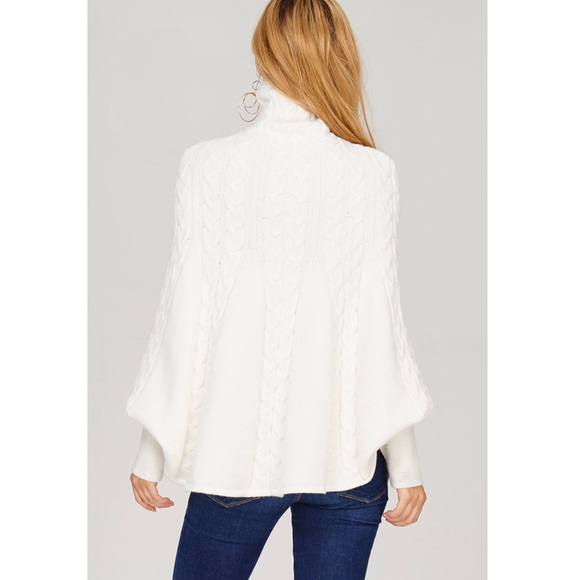 Ivory Knit Cape Poncho - Picture 6 of 8